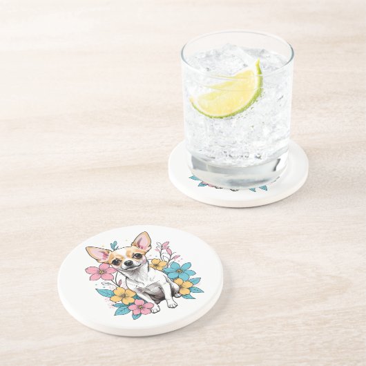 Spring Chihuahua Getränkeuntersetzer (Seite)