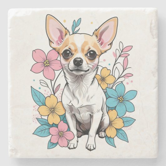 Spring Chihuahua Steinuntersetzer (Vorderseite)