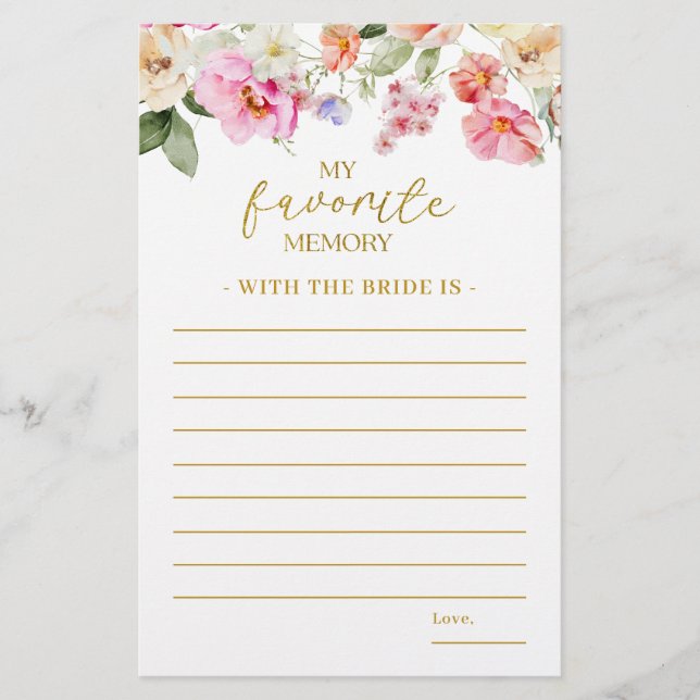 Spring Colorful Floral Bridal Shower Memory Game (Vorderseite)