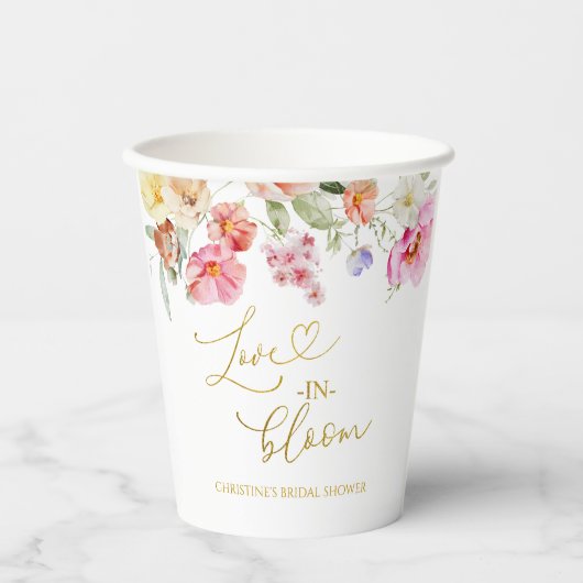 Spring Colorful Floral Bridal Shower Paper Cups Pappbecher (Vorderseite)