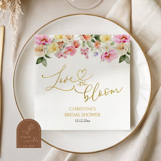 Spring Colorful Floral Bridal Shower Serviette