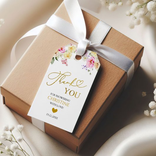 Spring Colorful Floral Bridal Shower Thank You Tag Geschenkanhänger