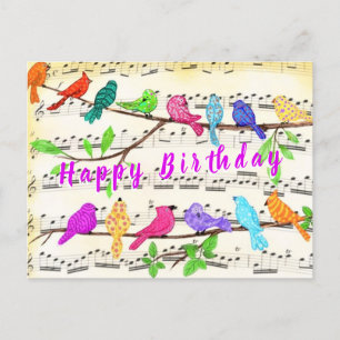 Spring Colorful Musical Bird Geburtstagskarte Postkarte
