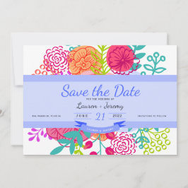Spring Colorful Vibranful Floral Sketch Bouquet Re Save The Date