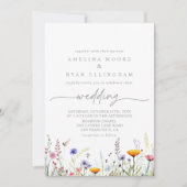 Spring Colorful Wildflower Front & Back Wedding Einladung (Vorderseite)