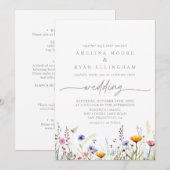 Spring Colorful Wildflower Front & Back Wedding Einladung (Vorne/Hinten)