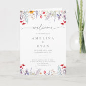 Spring Colorful Wildflower Minimal Folded Wedding Programm (Vorderseite)