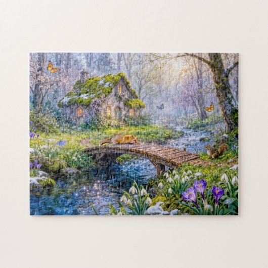 Spring Cottage by the Forest Stream Puzzle (Horizontal)
