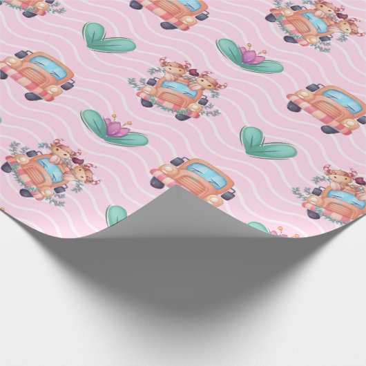 Spring Cow Buddies Muster Geschenkpapier (Ecke)