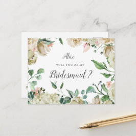 Spring Creme Garden Floral Bridesmaid Postkarte