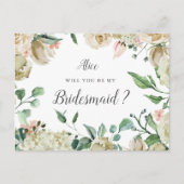 Spring Creme Garden Floral Bridesmaid Postkarte (Vorderseite)
