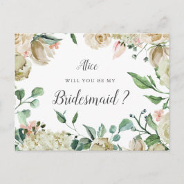 Spring Creme Garden Floral Bridesmaid Postkarte