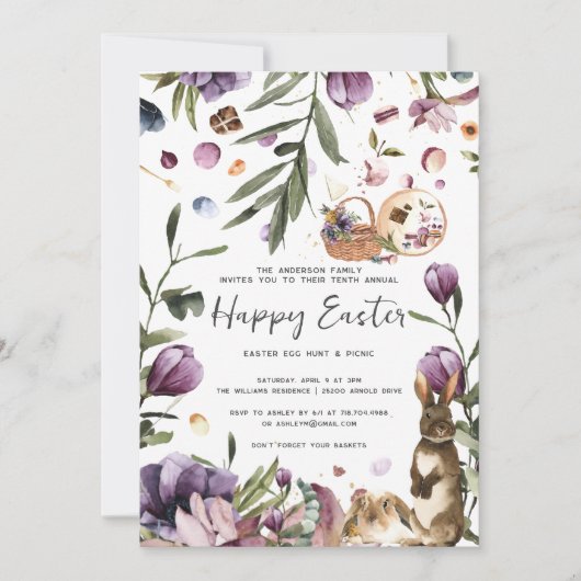 Spring Crocus | Osterpikant und Eierjagd Einladung (Vorderseite)