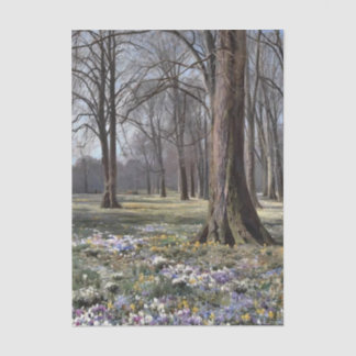 Spring, Crocuses in Bloom by Peder Monk Monsted Seidenpapier