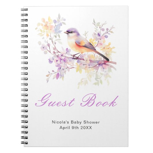 Spring Cute Bird Baby Shower Guest Book Notizblock (Vorderseite)