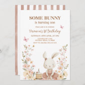Spring Cute Bunny Rabbit 1st Birthday Einladung (Vorne/Hinten)