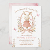 Spring Cute Floral Bunny Rabbit 1st Birthday Einladung (Vorne/Hinten)