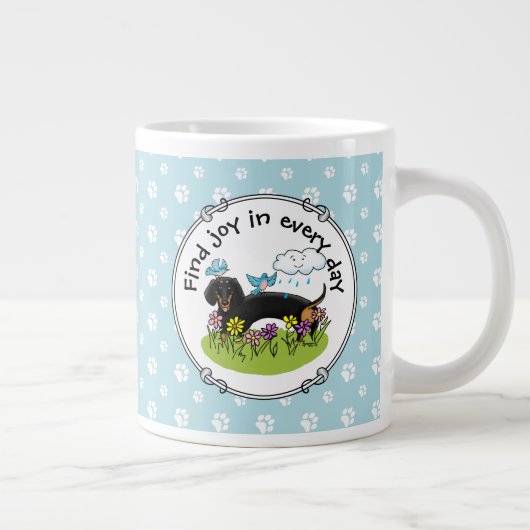 Spring Dackel Dog Dachshund (schwarz und braun) Ni Jumbo-Tasse (Rechts)