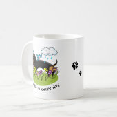 Spring Dackel Dog Dachshund (schwarz und braun) Ni Kaffeetasse (Vorderseite Links)
