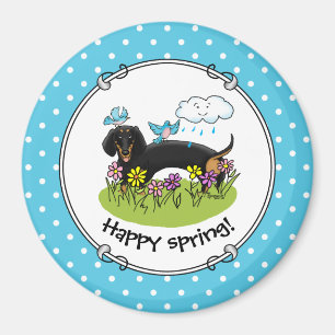 Spring Dackel Dog Dachshund (schwarz und braun) Ni Magnet