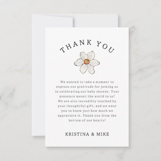 Spring Daffodil Blume Danke Baby Dusche (Vorderseite)