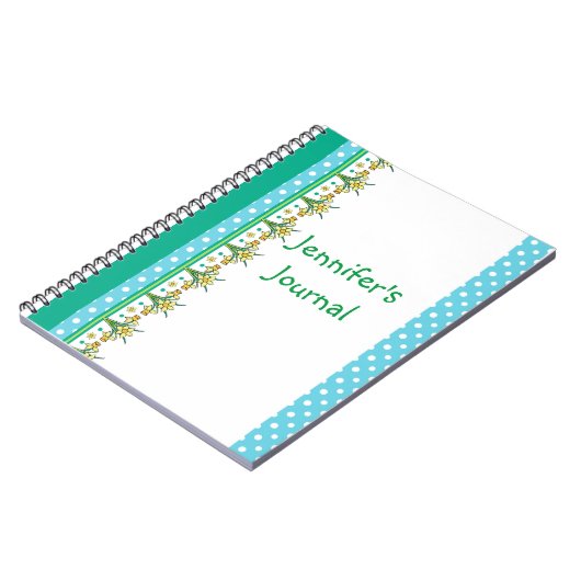 Spring Daffodil Border and Polka Dots Notebook Notizblock (Linke Seite)