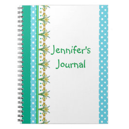 Spring Daffodil Border and Polka Dots Notebook Notizblock