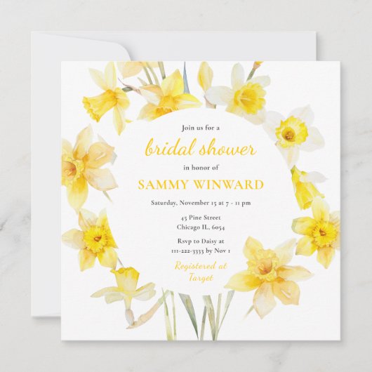 Spring Daffodil Brautparty Einladung (Vorderseite)