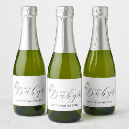 Spring Daffodil Hello Baby Script Baby Dusche Schaumweinetikett