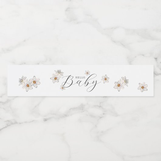 Spring Daffodil Hello Baby Script Enclosure Card Wasserflaschenetikett (Einzelnes Label)