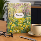 Spring Daffodil Meadow Watercolor Notebook Notizblock