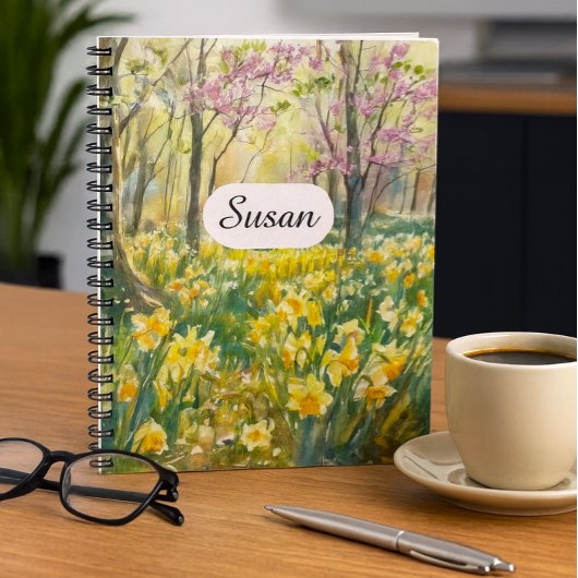 Spring Daffodil Meadow Watercolor Notebook Notizblock