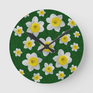 Spring Daffodils Runde Wanduhr