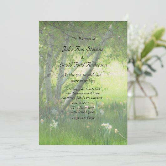 Spring Daffodils Wedding Einladung (Stehend Vorderseite)