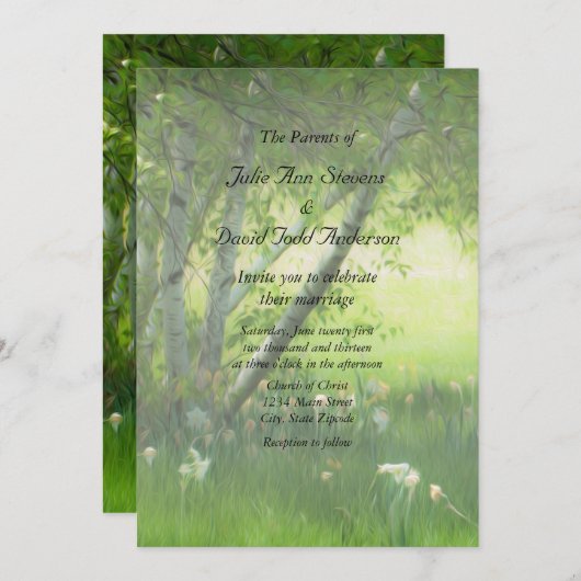 Spring Daffodils Wedding Einladung (Vorne/Hinten)