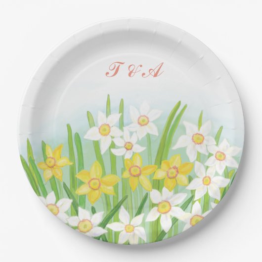Spring Daffodils Wedding Pappteller (Vorderseite)