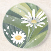 Spring Daisies | Watercolor White Floral Garden Getränkeuntersetzer (Vorne)