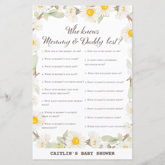 Spring Daisy Blume Baby Showspiel (Vorderseite)