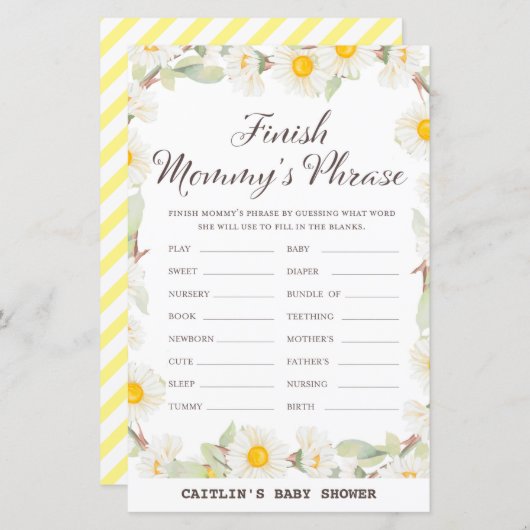 Spring Daisy Blume Baby Showspiel (Vorne/Hinten)