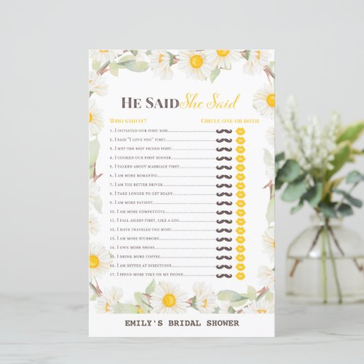 Spring Daisy Blume Brautparty Game PRINIERT (Stehend Vorderseite)