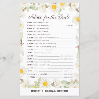 Spring Daisy Blume Brautparty Game PRINIERT