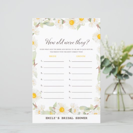 Spring Daisy Blume Brautparty Game PRINIERT (Stehend Vorderseite)