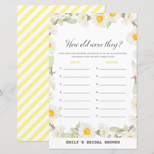 Spring Daisy Blume Brautparty Game PRINIERT (Vorne/Hinten)