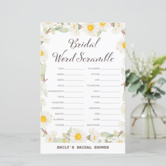 Spring Daisy Blume Brautparty Game PRINIERT (Stehend Vorderseite)