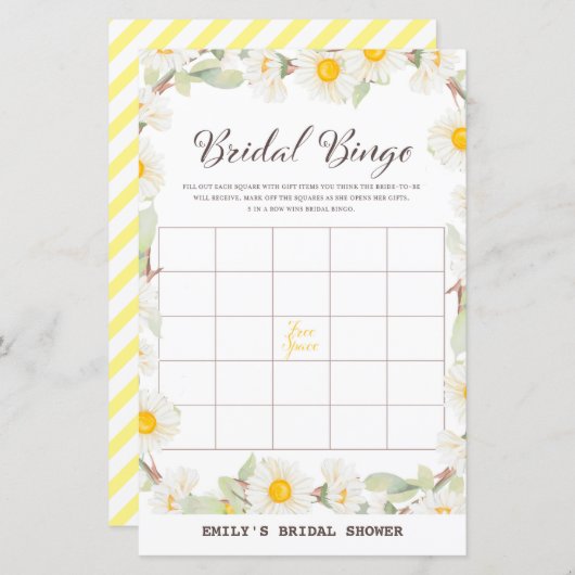 Spring Daisy Blume Brautparty Game PRINIERT (Vorne/Hinten)