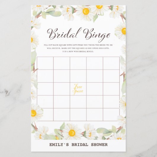 Spring Daisy Blume Brautparty Game PRINIERT (Vorderseite)