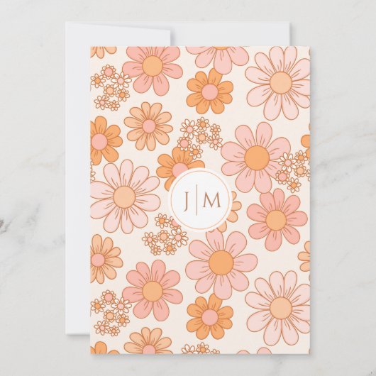 Spring Daisy Floral Retro Boho Einladung Hochzeit (Rückseite)