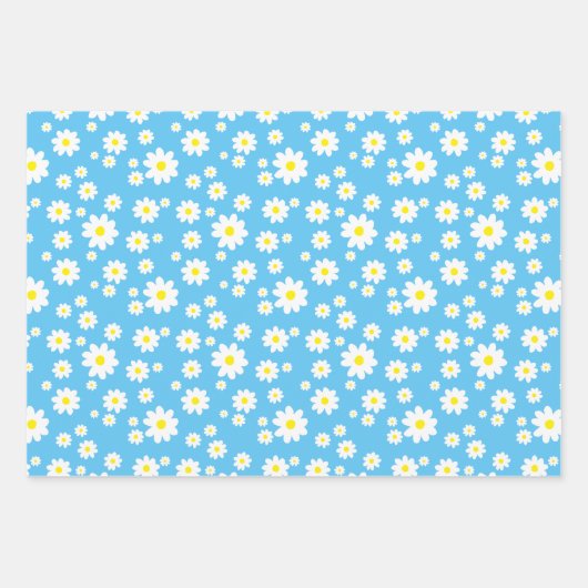 Spring Daisy Muster Pastel Lila Blue Green Geschenkpapier Set (Vorderseite 3)