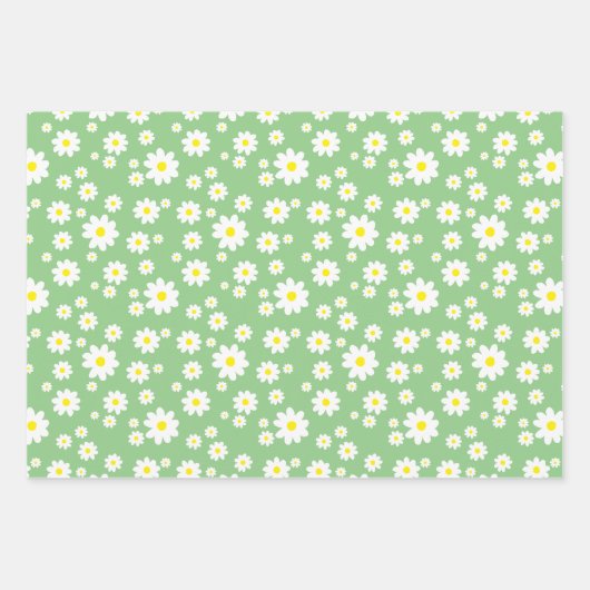 Spring Daisy Muster Pastel Lila Blue Green Geschenkpapier Set (Vorderseite 2)