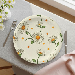 Spring Daisy Picnic Party Paper Plates Pappteller